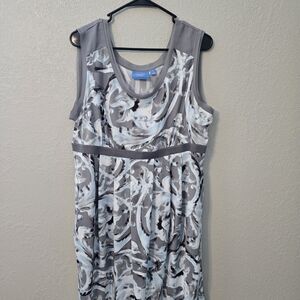 Simply Vera Vera Wang Gray and White Patterned Midi Dress